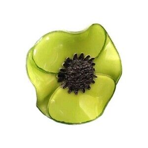 Adjustable Ring CILEA PARIS HANDMADE FLOWER FRANCE RESIN POPPY Green Small To XL